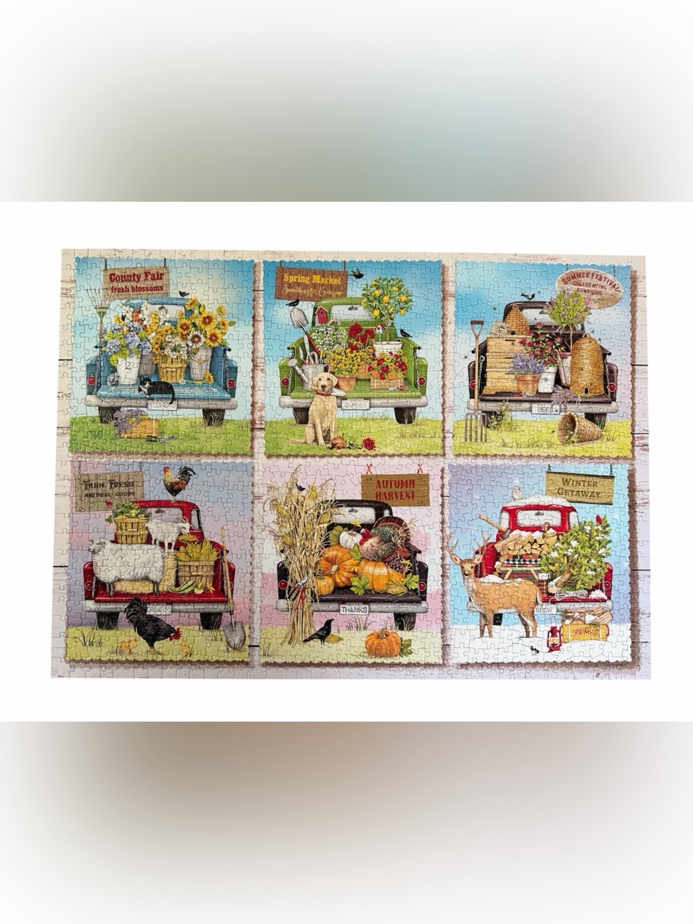 Cobble Hill Farmer's Market Trucks Seasons 1000pc Jigsaw Puzzle - No Box